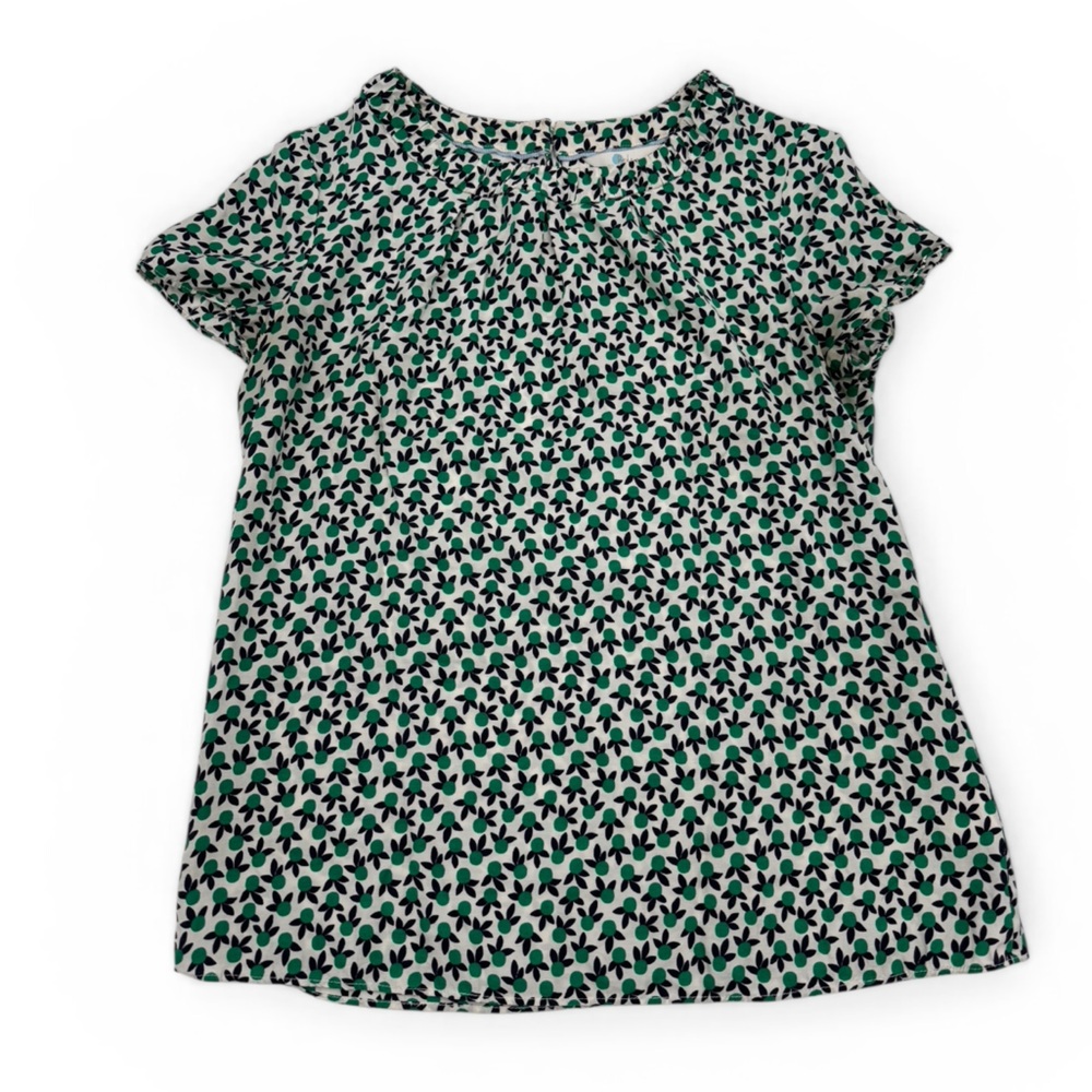 BODEN Carey top Green + Navy Botanical pattern. Boxy silhouette. US Size 6
